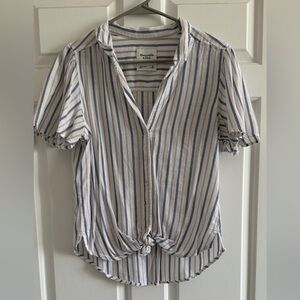 Abercrombie & Fitch Blue and White Striped Button-Down Shirt